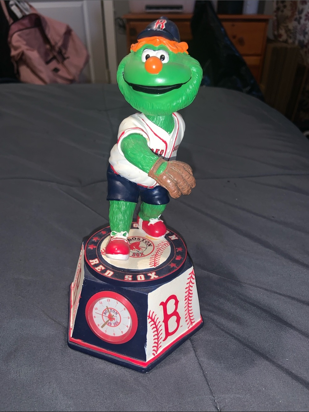 Boston Red Sox Green Mascot Figurine with Baseball Base